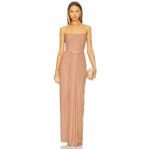 Deme by Gabriella PEARL LONG DRESS strapless maxi clay
